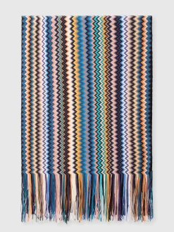 Sciarpa in lana zig zag con frange