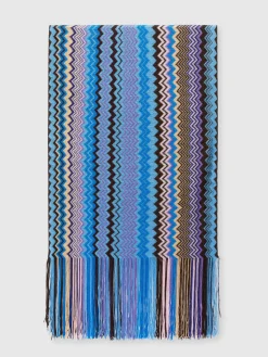 Sciarpa in viscosa zig zag con frange
