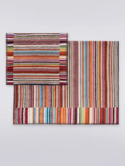 Set 2 pezzi di asciugamani da bagno Jazz in spugna di cotone rigato