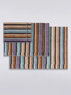 Set 5 pezzi di asciugamani da bagno Adam in spugna di cotone chevron