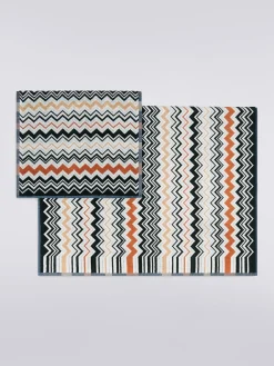 Set 2 pezzi di asciugamani da bagno Bernard in spugna di cotone chevron