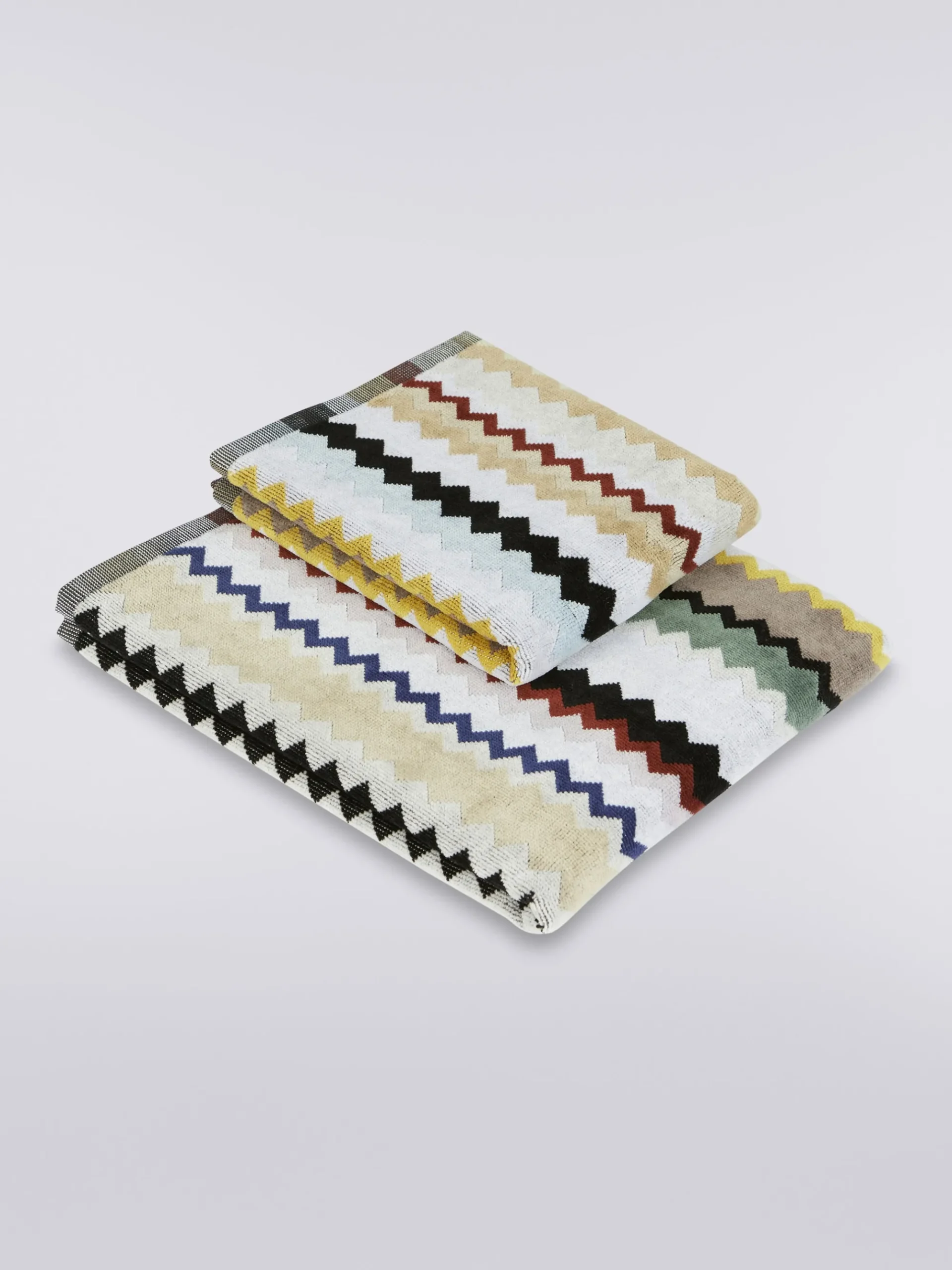Set 2 pezzi di asciugamani da bagno Curt in spugna di cotone chevron