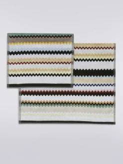 Set 2 pezzi di asciugamani da bagno Curt in spugna di cotone chevron
