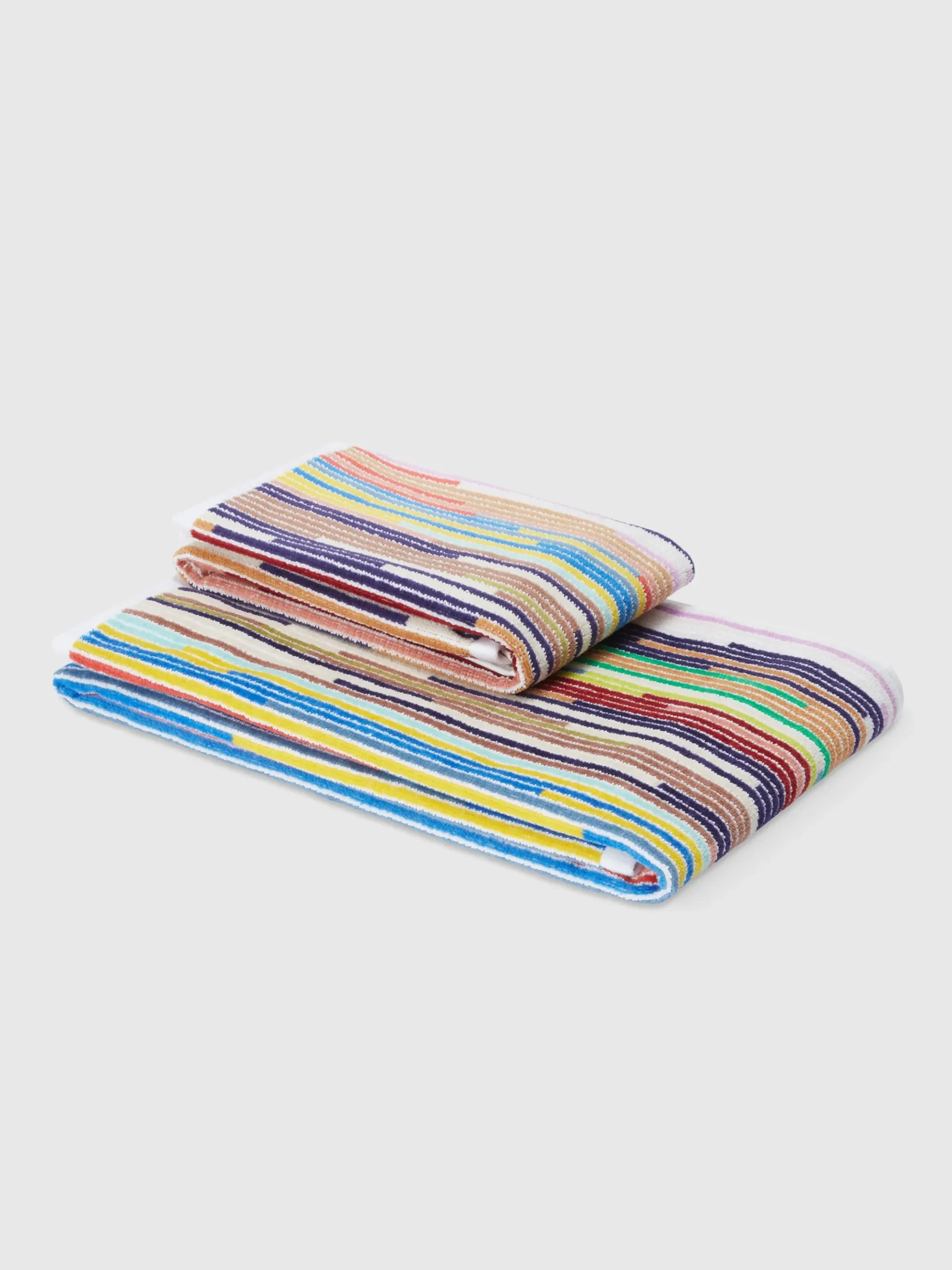 Set 2 pezzi di asciugamani da bagno Melody in spugna di cotone fiammata