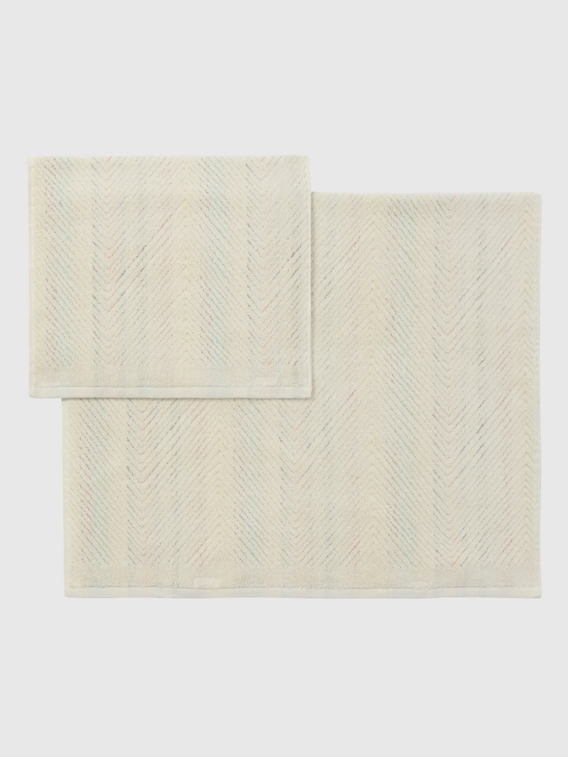 Set 2 pezzi di asciugamani da bagno Harmony in spugna di cotone chevron