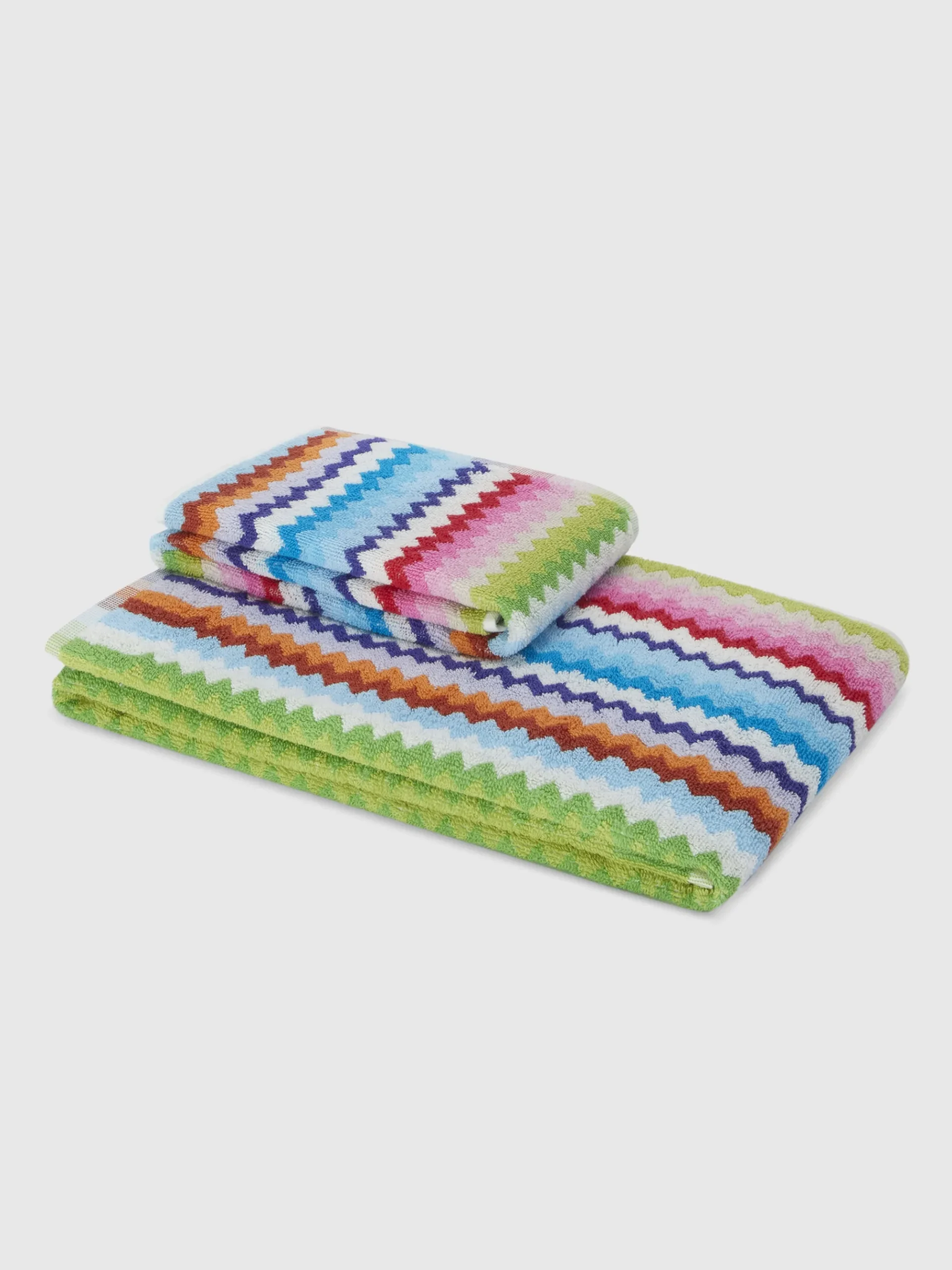 Set 2 pezzi di asciugamani da bagno Riverbero in spugna di cotone zig zag
