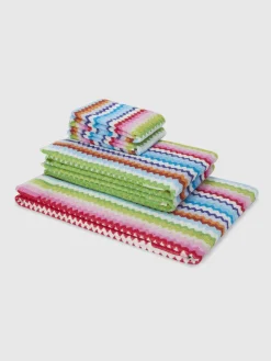 Set 5 pezzi di asciugamani da bagno Riverbero in spugna di cotone zig zag