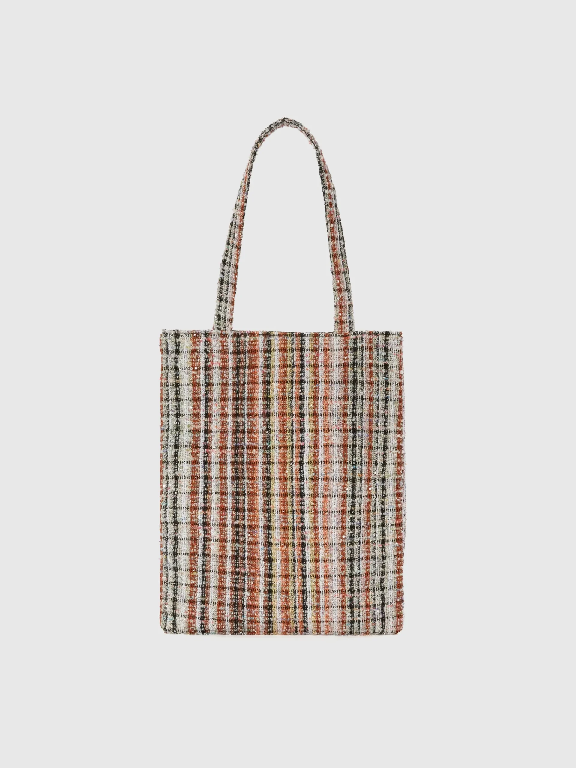 Shopper in tessuto lamé con logo