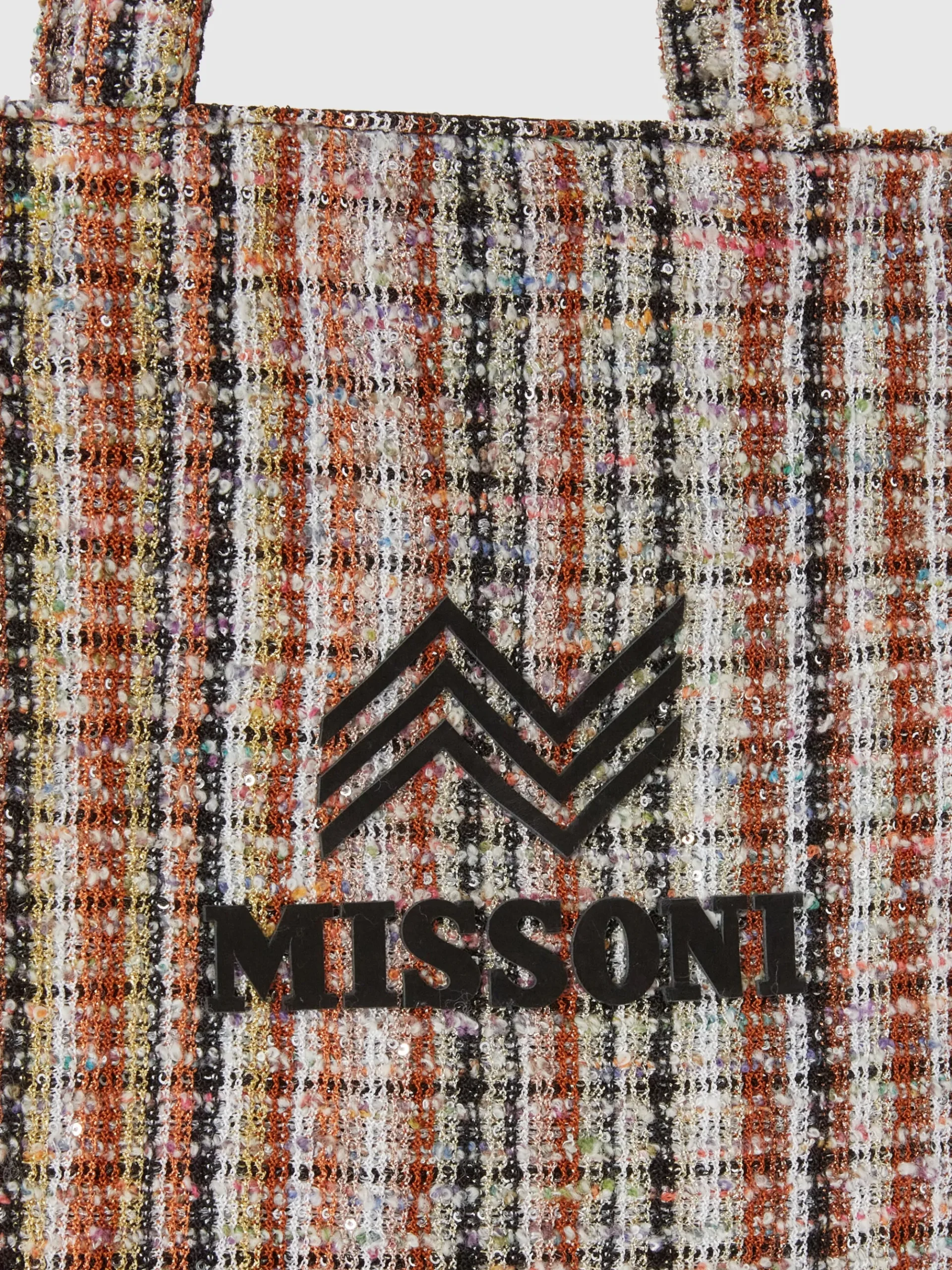 Shopper in tessuto lamé con logo