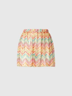 Shorts copricostume in tulle stampato