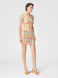 Shorts copricostume in tulle stampato
