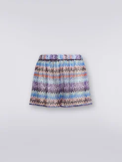 Shorts copricostume in tulle di viscosa chevron