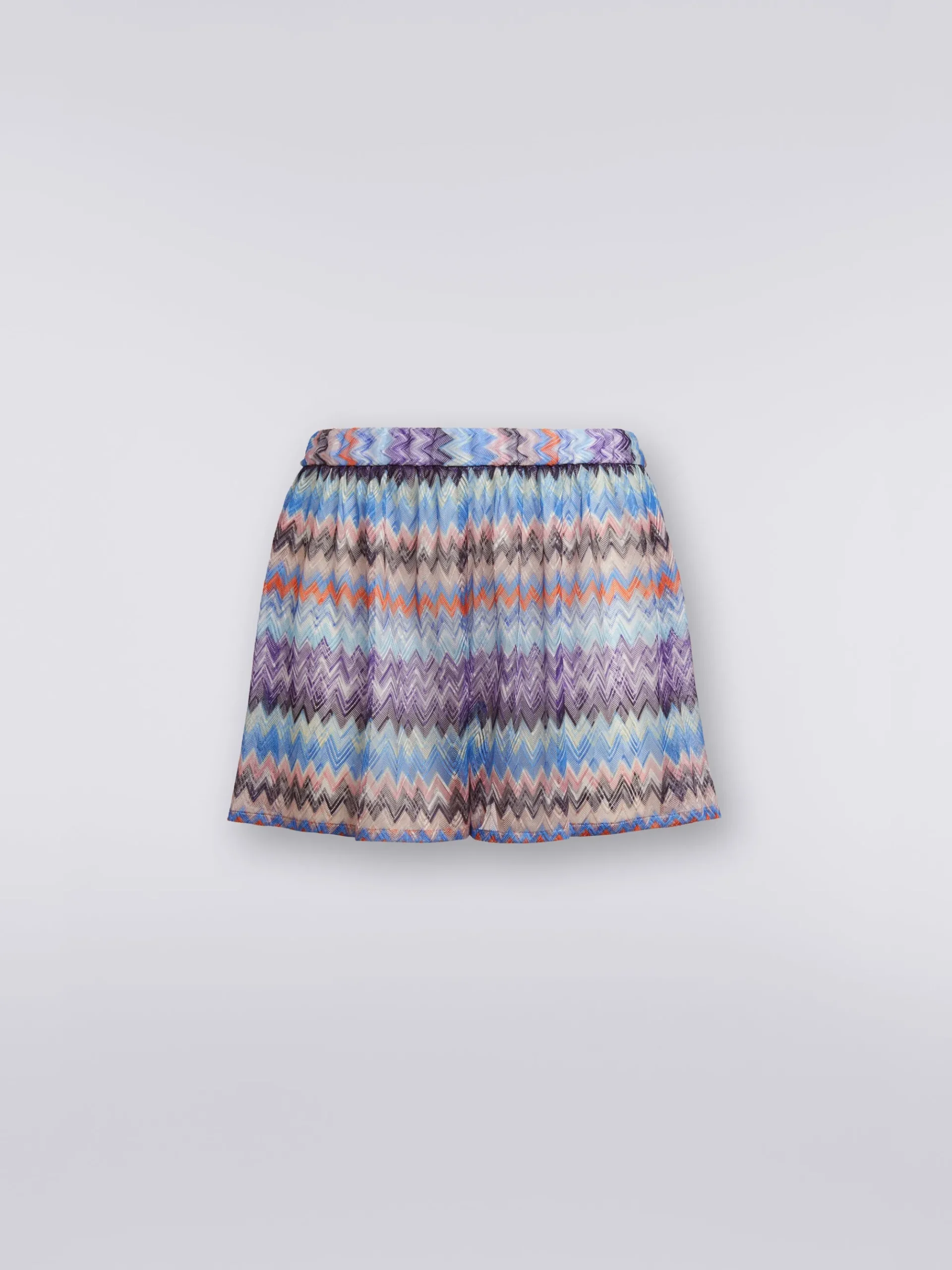 Shorts copricostume in tulle di viscosa chevron