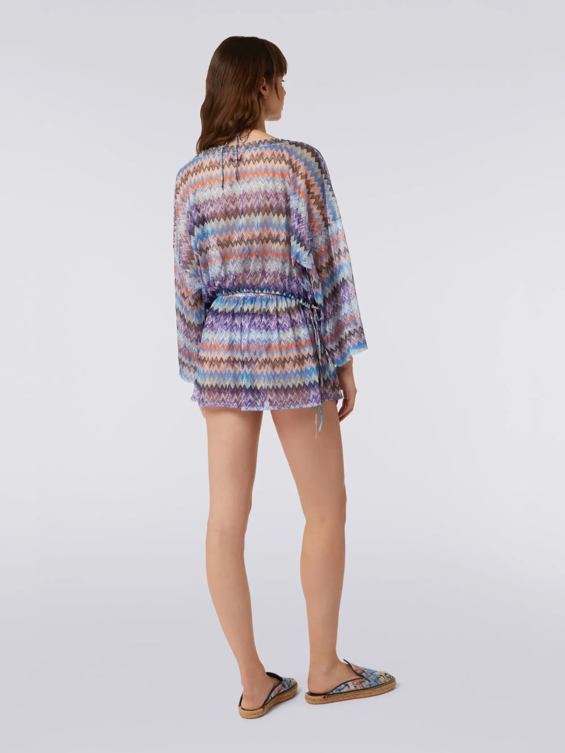 Shorts copricostume in tulle di viscosa chevron