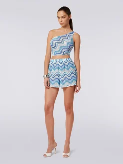Shorts copricostume in viscosa e lurex chevron