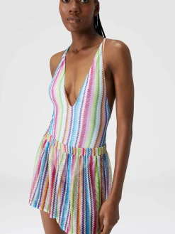 Shorts copricostume stampa zig zag