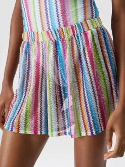 Shorts copricostume stampa zig zag