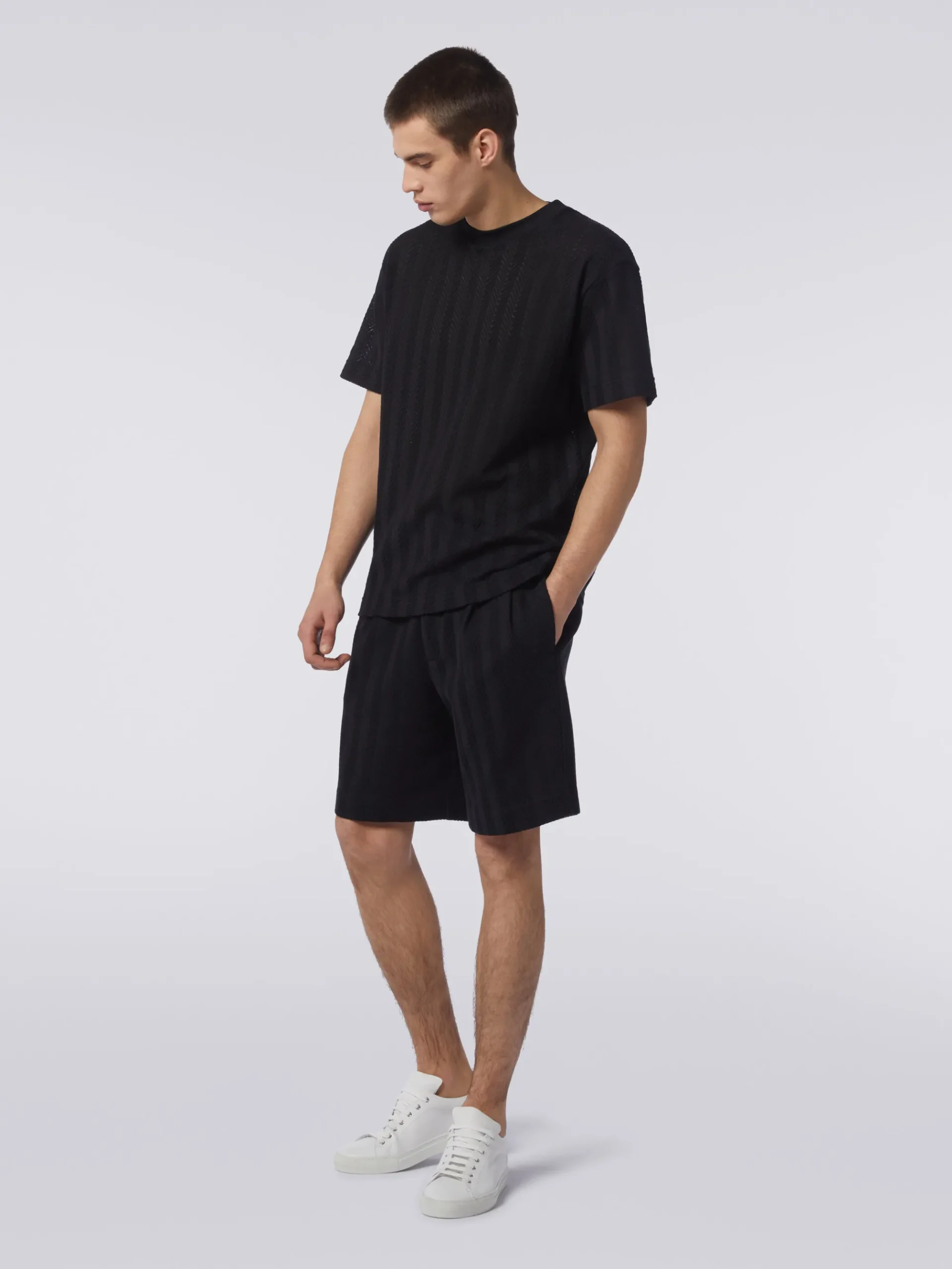Shorts in cotone e viscosa zig zag