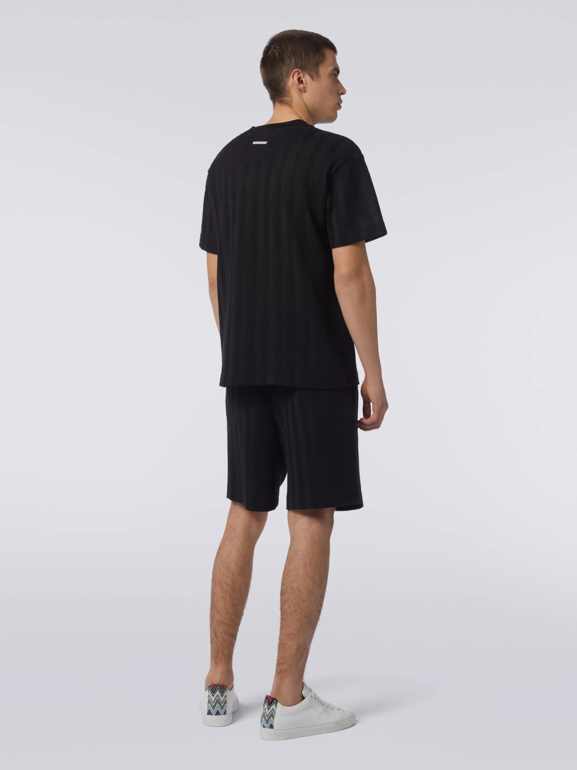 Shorts in cotone e viscosa zig zag