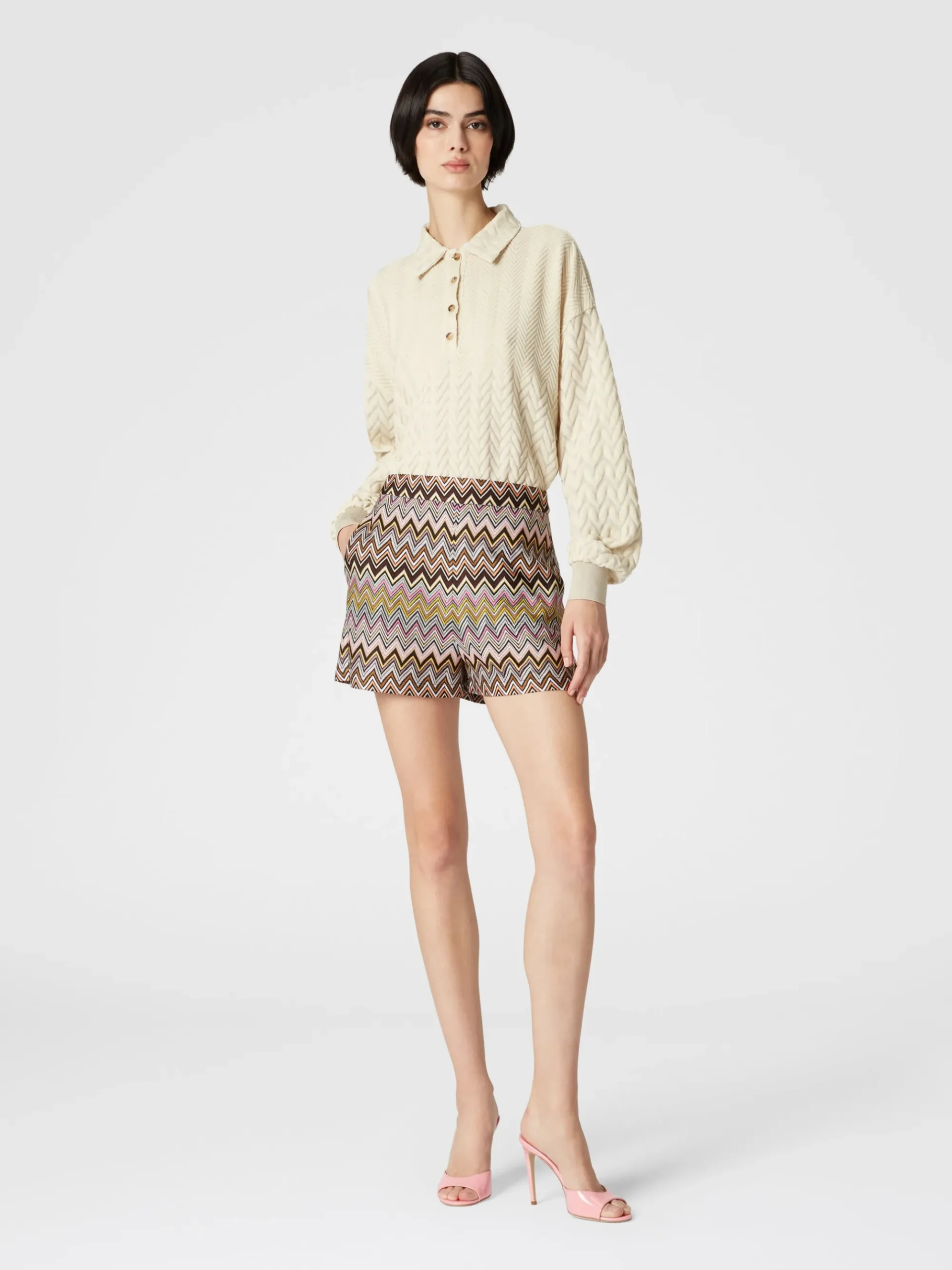 Shorts in viscosa zig zag