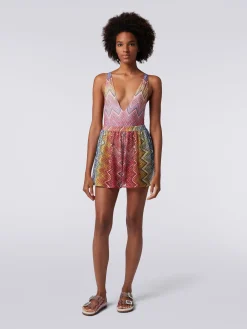 Shorts mare in tessuto stampa zig zag