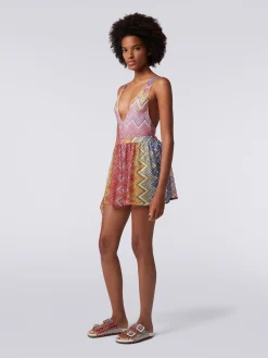 Shorts mare in tessuto stampa zig zag