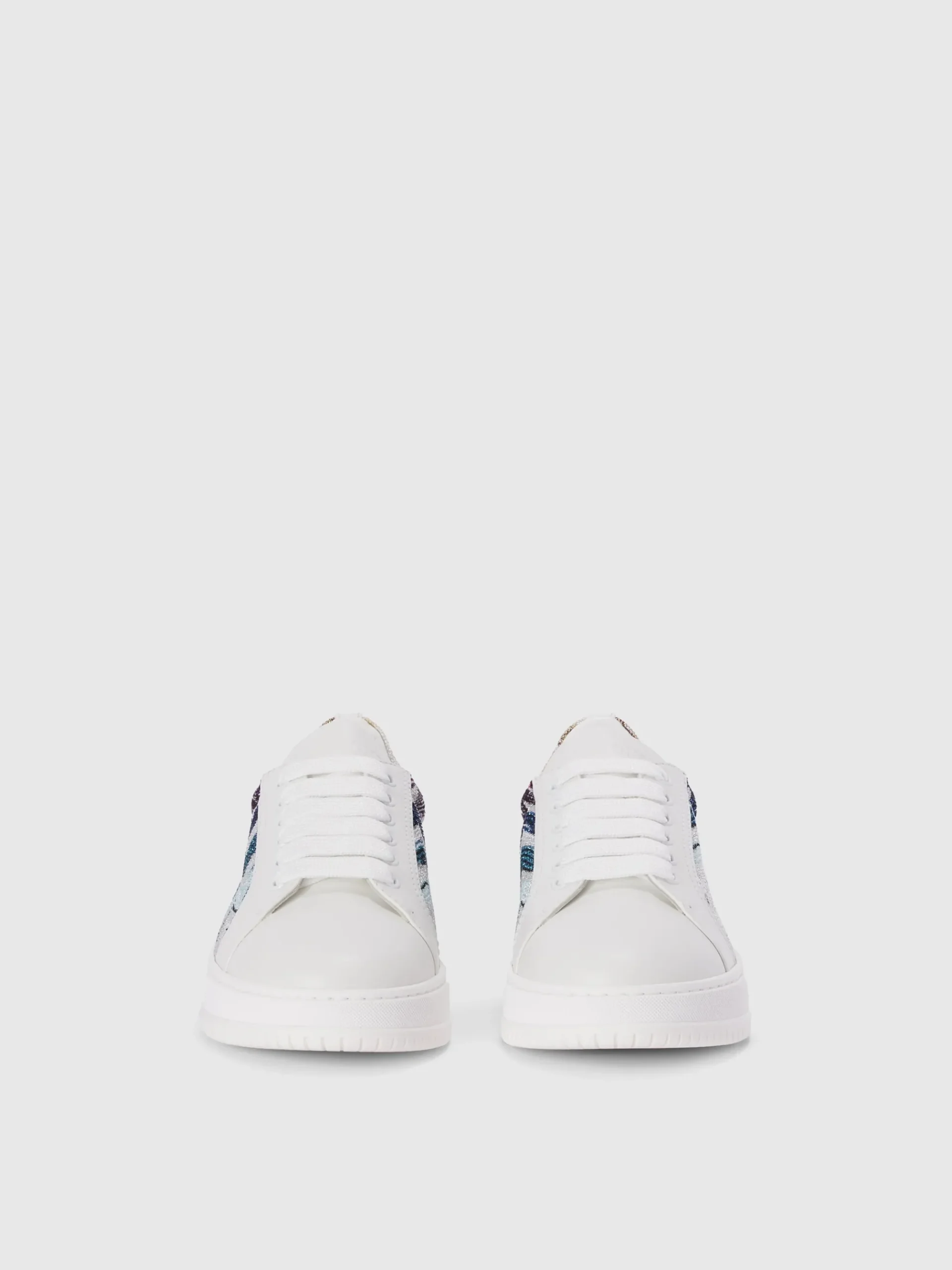 Sneakers in pelle con inserto in tessuto zig zag