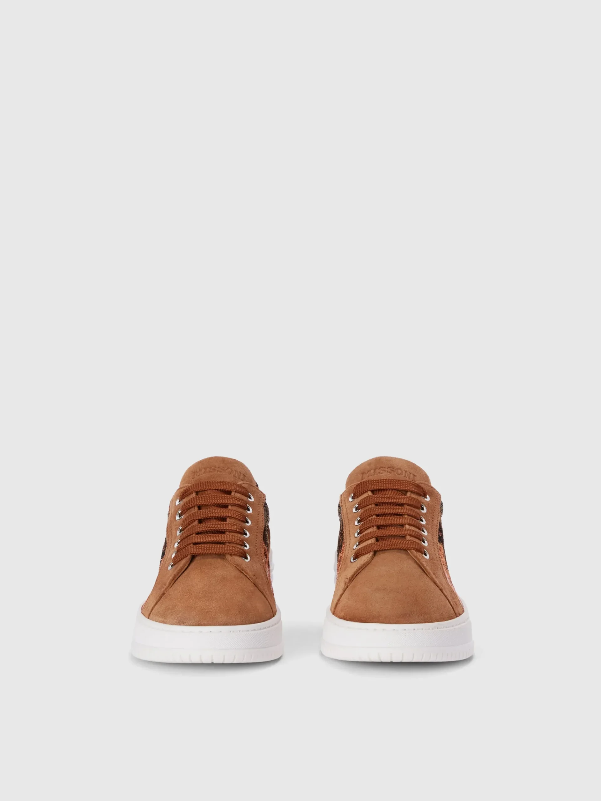 Sneakers in suede con inserto in tessuto lamé