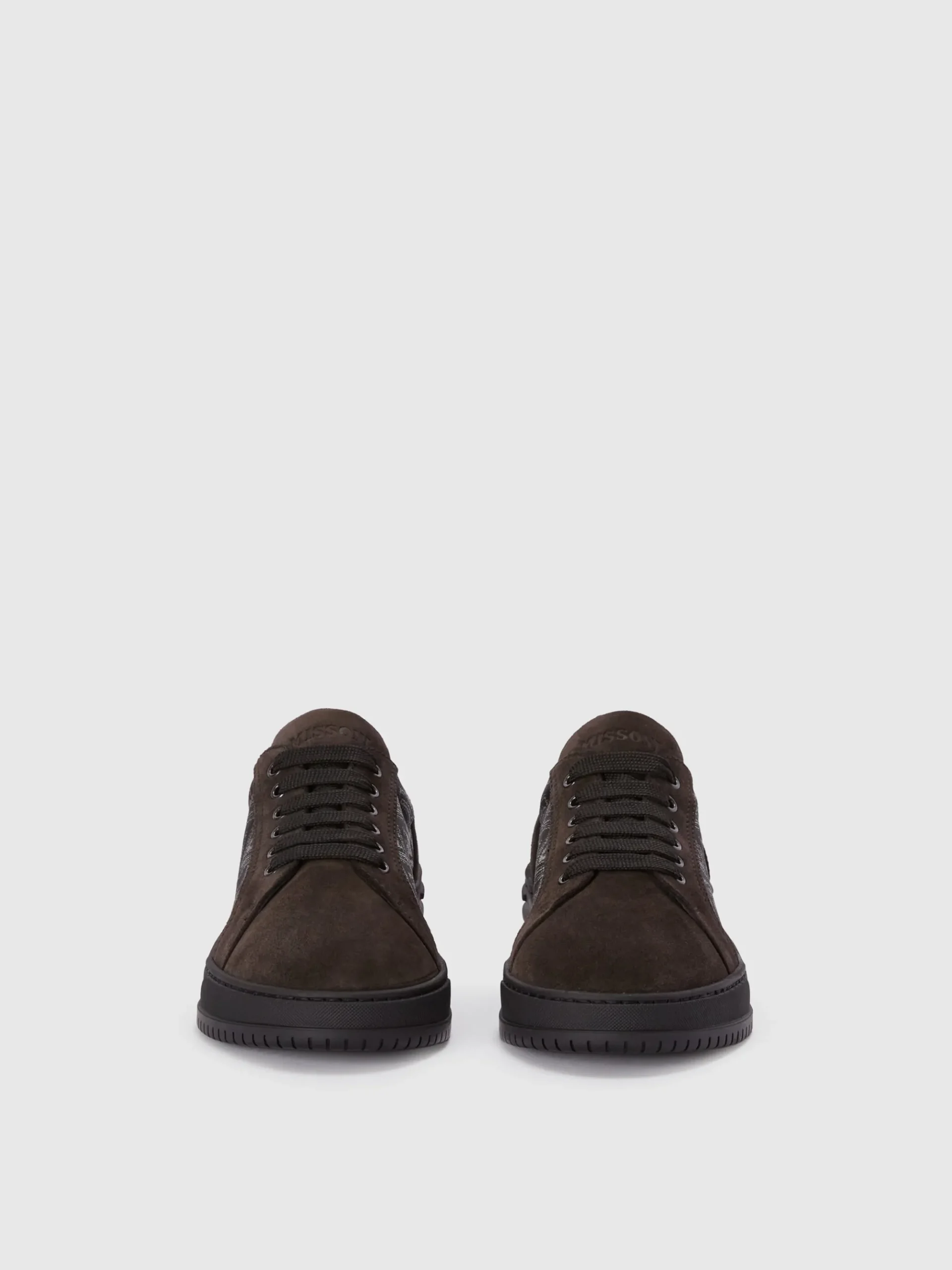 Sneakers in suede con inserto in tessuto