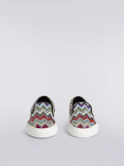 Sneakers slip on con tomaia zig zag multicolore