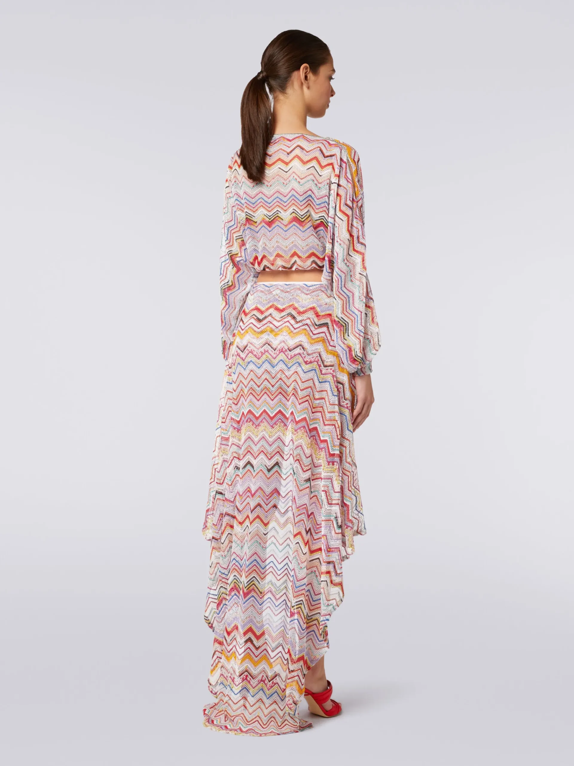 Top a maniche lunghe in crochet con lurex