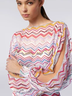 Top a maniche lunghe in crochet con lurex