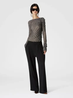 Top con arricciatura in misto viscosa zig zag lamé