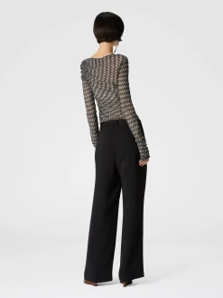 Top con arricciatura in misto viscosa zig zag lamé