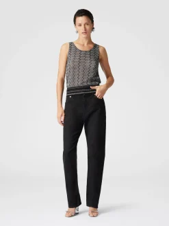 Top con motivo zig zag lamé