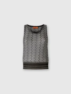 Top con motivo zig zag lamé