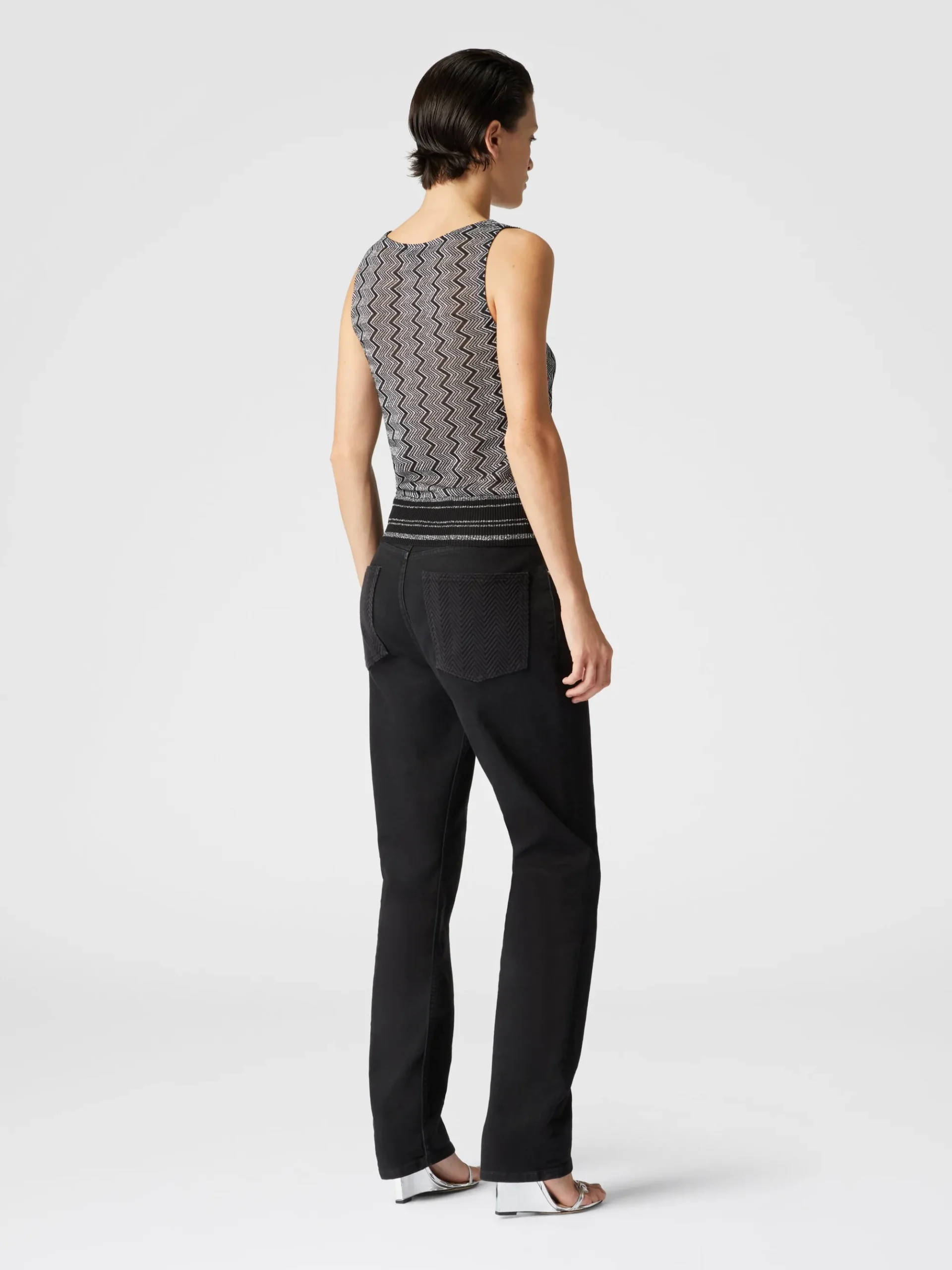 Top con motivo zig zag lamé