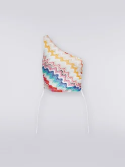 Top monospalla motivo onda con lurex