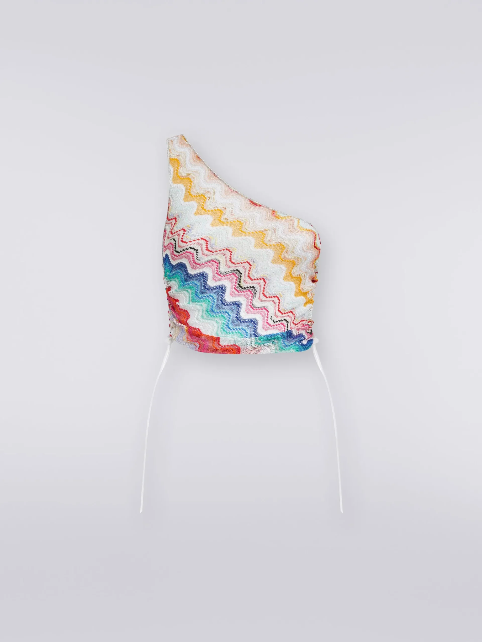 Top monospalla motivo onda con lurex