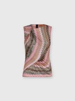 Top senza maniche in misto viscosa zig zag lamé