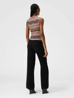 Top senza maniche in misto viscosa zig zag lamé