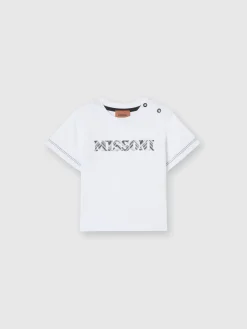 T-shirt girocollo in cotone con logo a rilievo