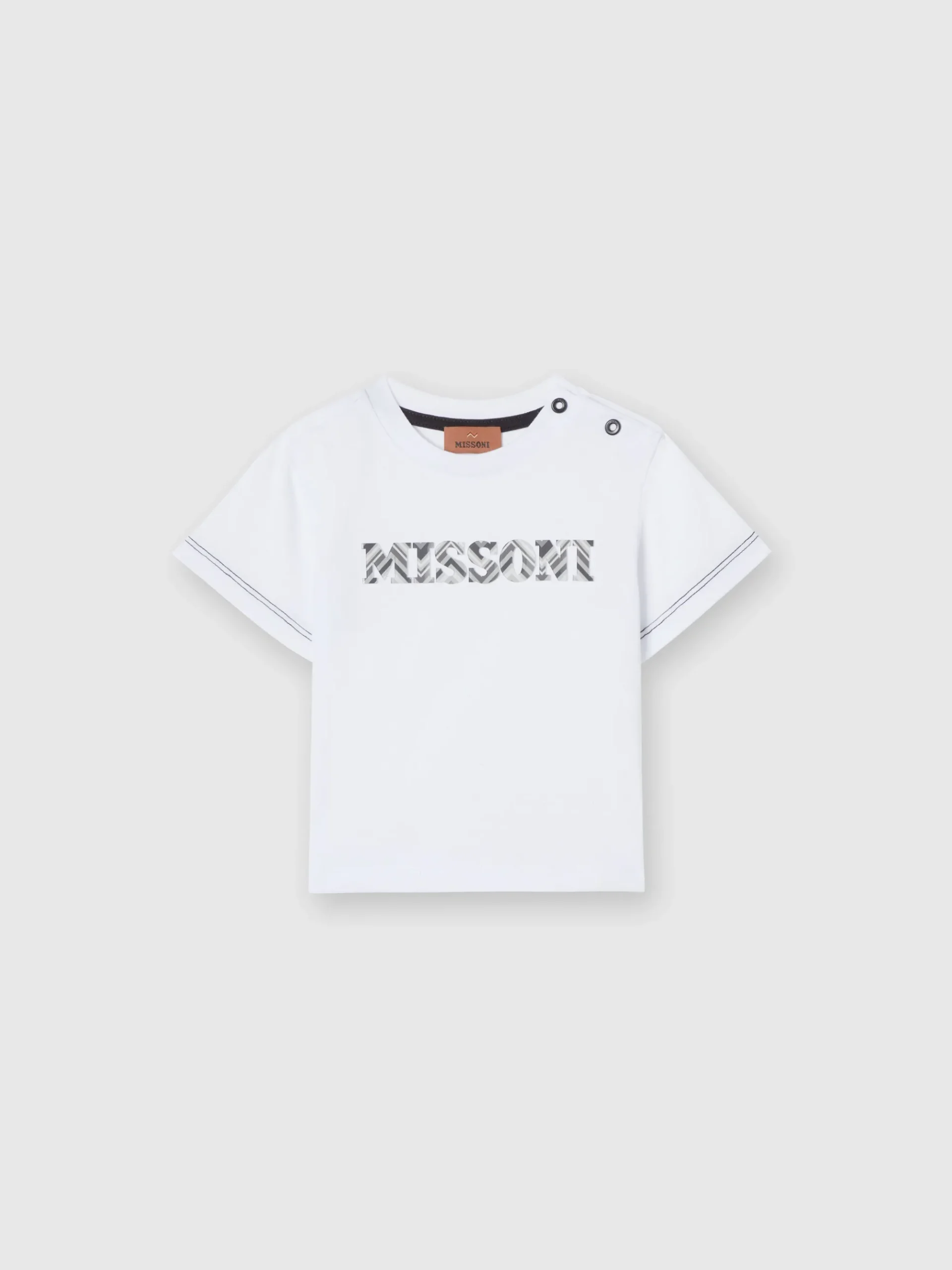 T-shirt girocollo in cotone con logo a rilievo