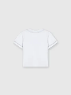 T-shirt girocollo in cotone con logo a rilievo