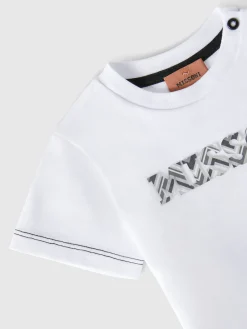 T-shirt girocollo in cotone con logo a rilievo