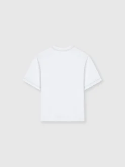 T-shirt girocollo in cotone con logo ricamato zig zag