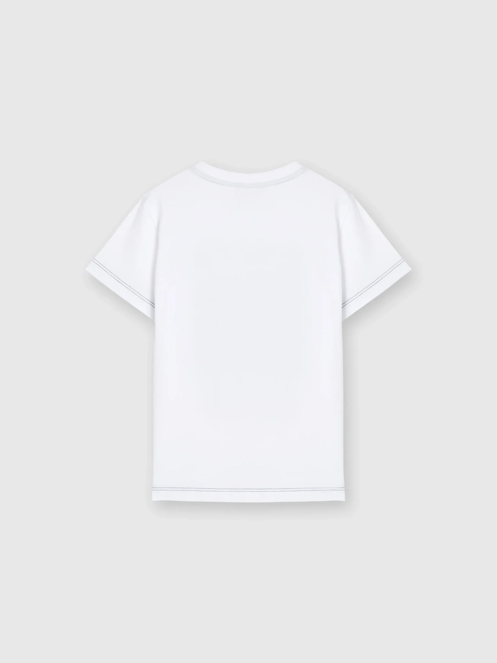 T-shirt girocollo in cotone con stampa zig zag e impunture a contrasto