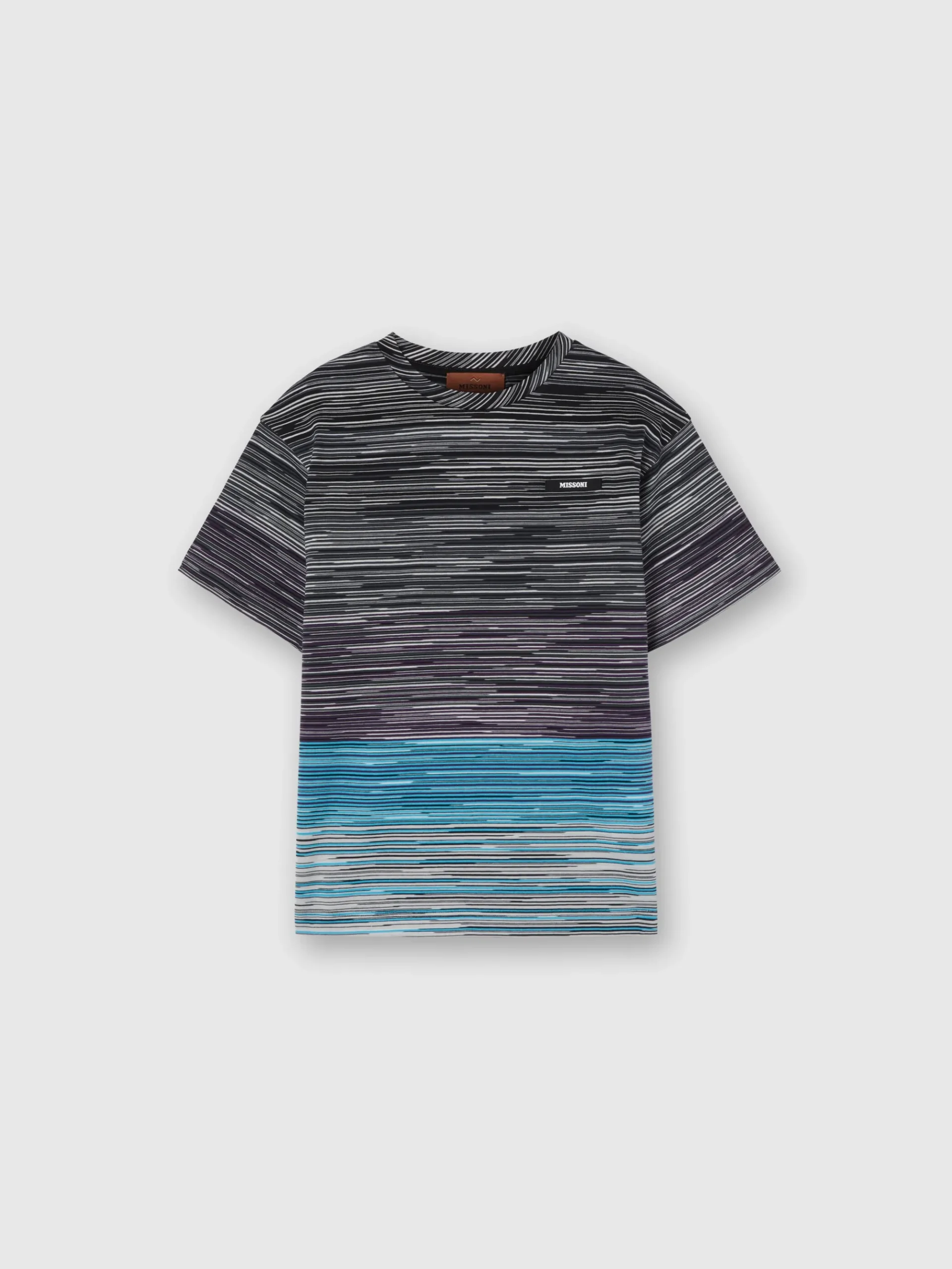 T-shirt girocollo in cotone fiammato con logo