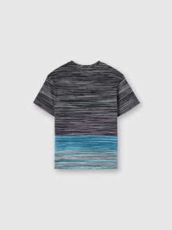 T-shirt girocollo in cotone fiammato con logo