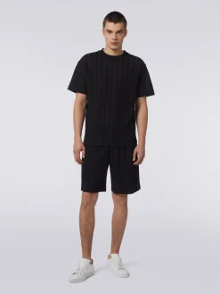 T-shirt girocollo in cotone e viscosa chevron
